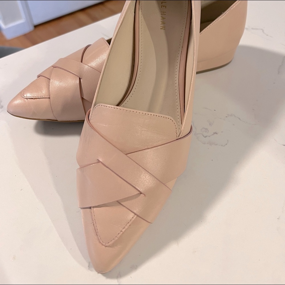 EUC Cole Haan Camila Pink Nude Beige Leather Flats 1” Heel Women’s Size 7.5